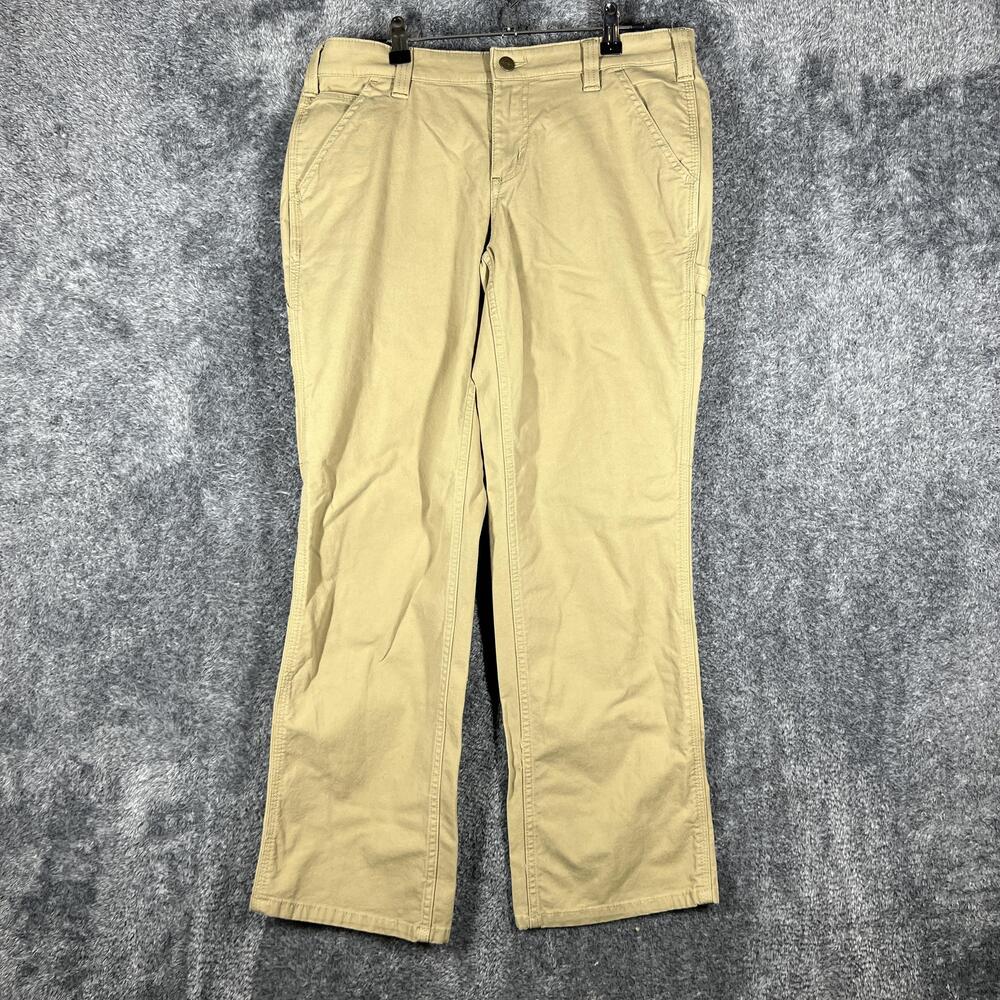 Carhartt Pants Womens 8 Short Beige Carpenter Rugged Flex Loose Fit 28 Inseam
